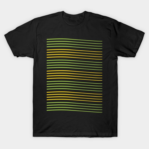Green and Yellow Stripes Pattern T-Shirt by Walking Millenial